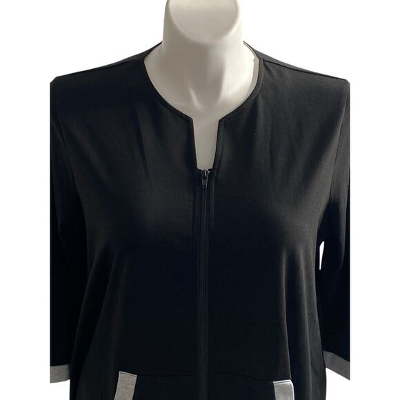 Size L EKOUAER Lightweight Full Zip Black Pockets Lounge Wear House Coat Robe - Picture 5 of 7